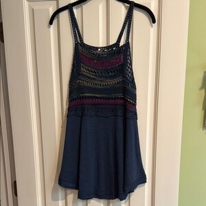 Navy Free People Crochet Detail Women's Top